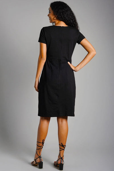 Metal Zip Back Ponte Knit Dress