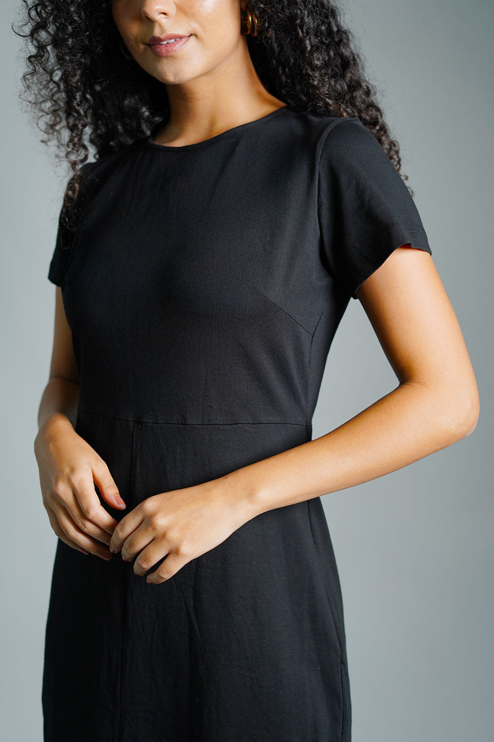 Metal Zip Back Ponte Knit Dress