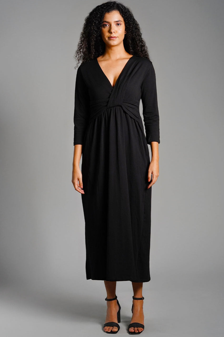 Drape Front Cotton Jersey Dress