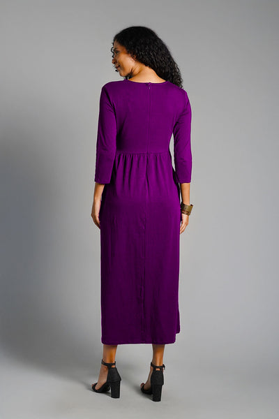 Drape Front Purple Cotton Jersey Dress