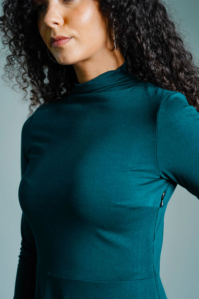 Tea High Neck Jersey Knit A-Line Dress