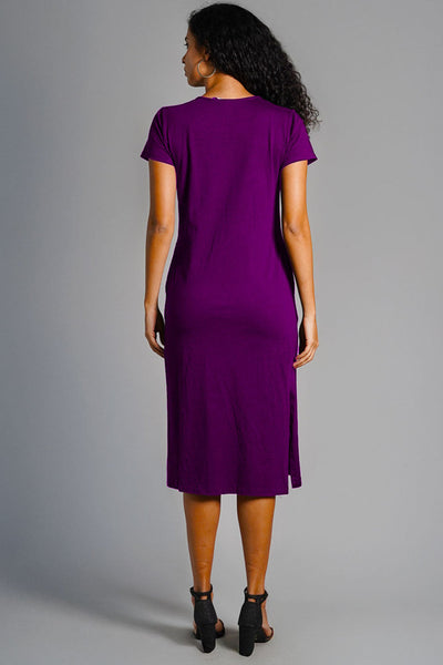 Purple Cotton Jersey Vented Shift Dress