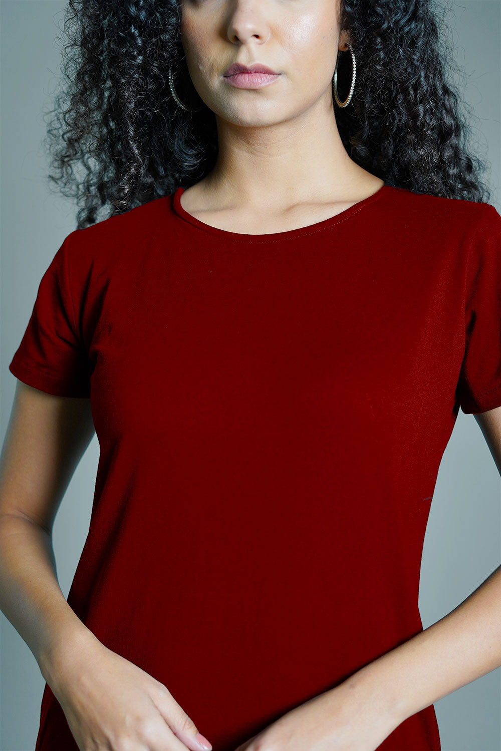 Maroon Cotton Jersey Vented Shift Dress