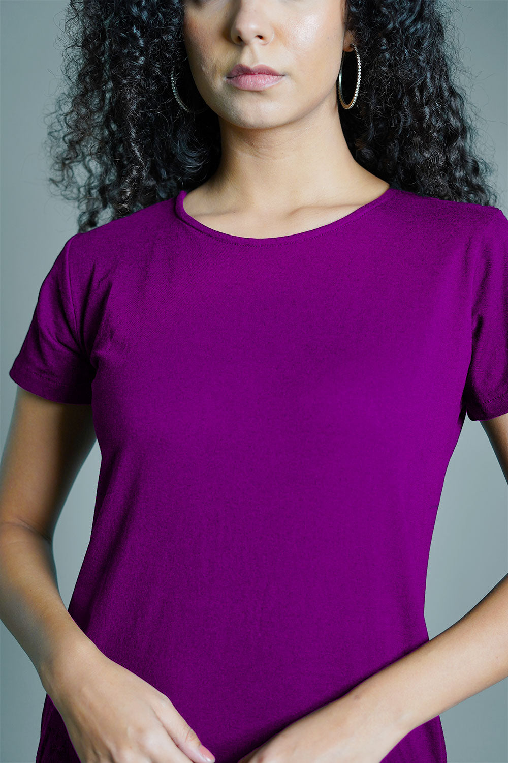 Purple Cotton Jersey Vented Shift Dress