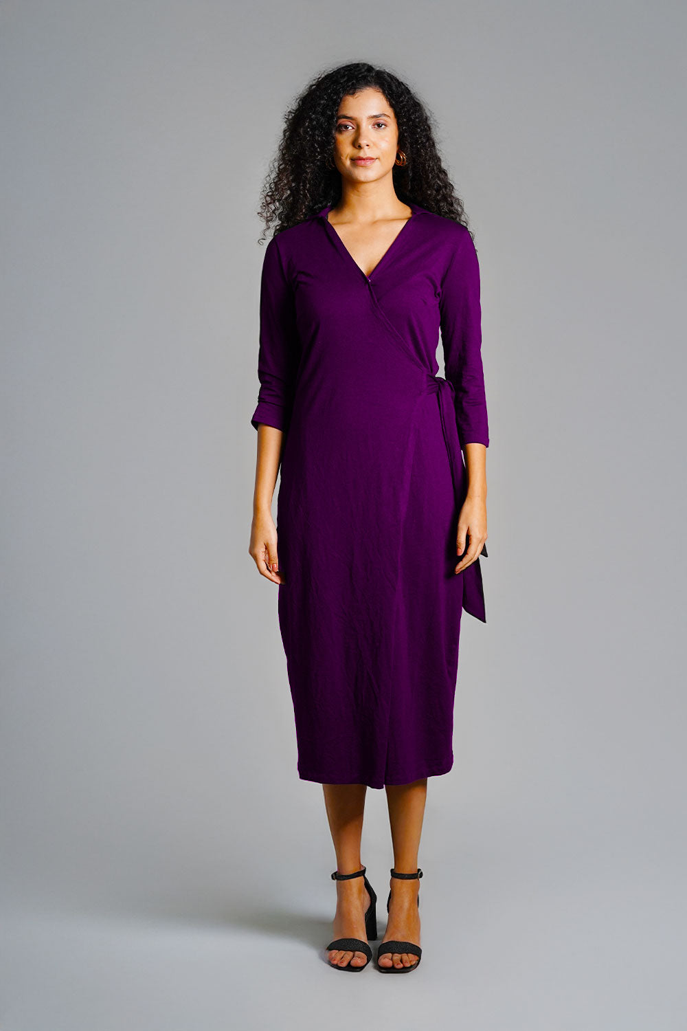 Purple Cotton Jersey Wrap Dress