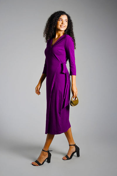 Purple Cotton Jersey Wrap Dress