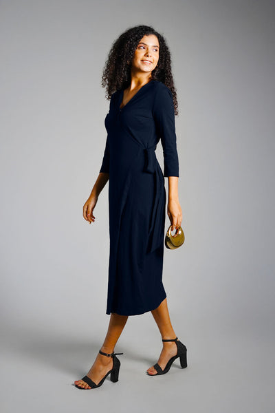 Navy Cotton Jersey Wrap Dress