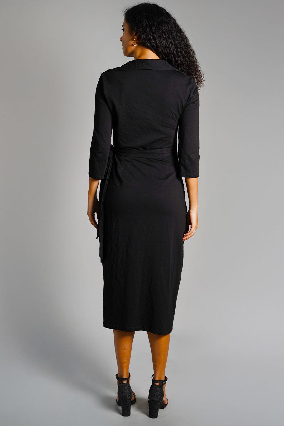 Black Cotton Jersey Wrap Dress