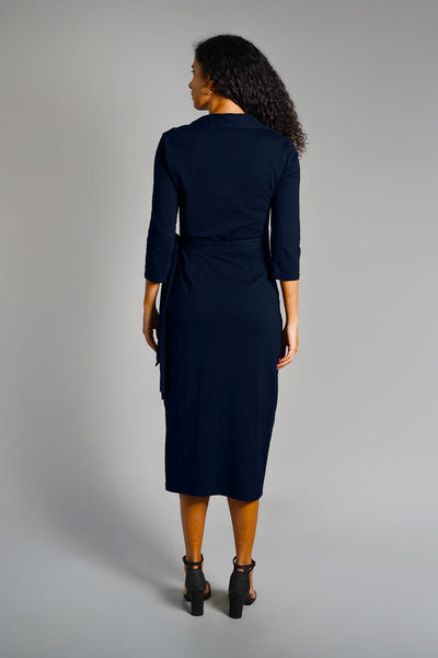 Navy Cotton Jersey Wrap Dress
