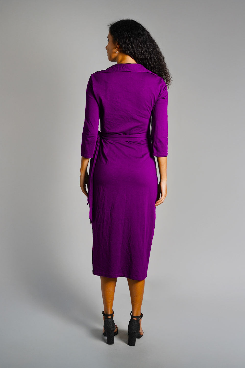 Purple Cotton Jersey Wrap Dress