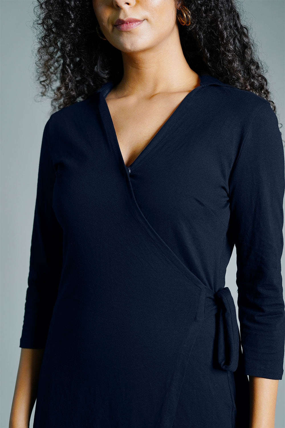 Navy Cotton Jersey Wrap Dress