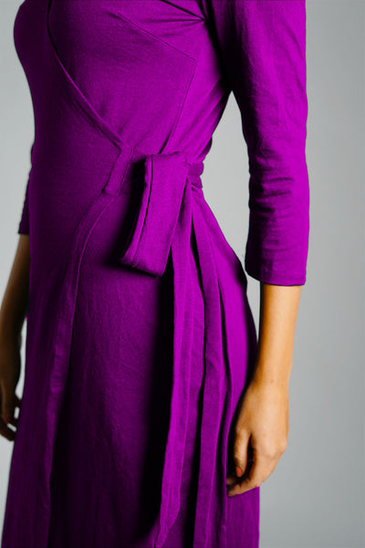 Purple Cotton Jersey Wrap Dress