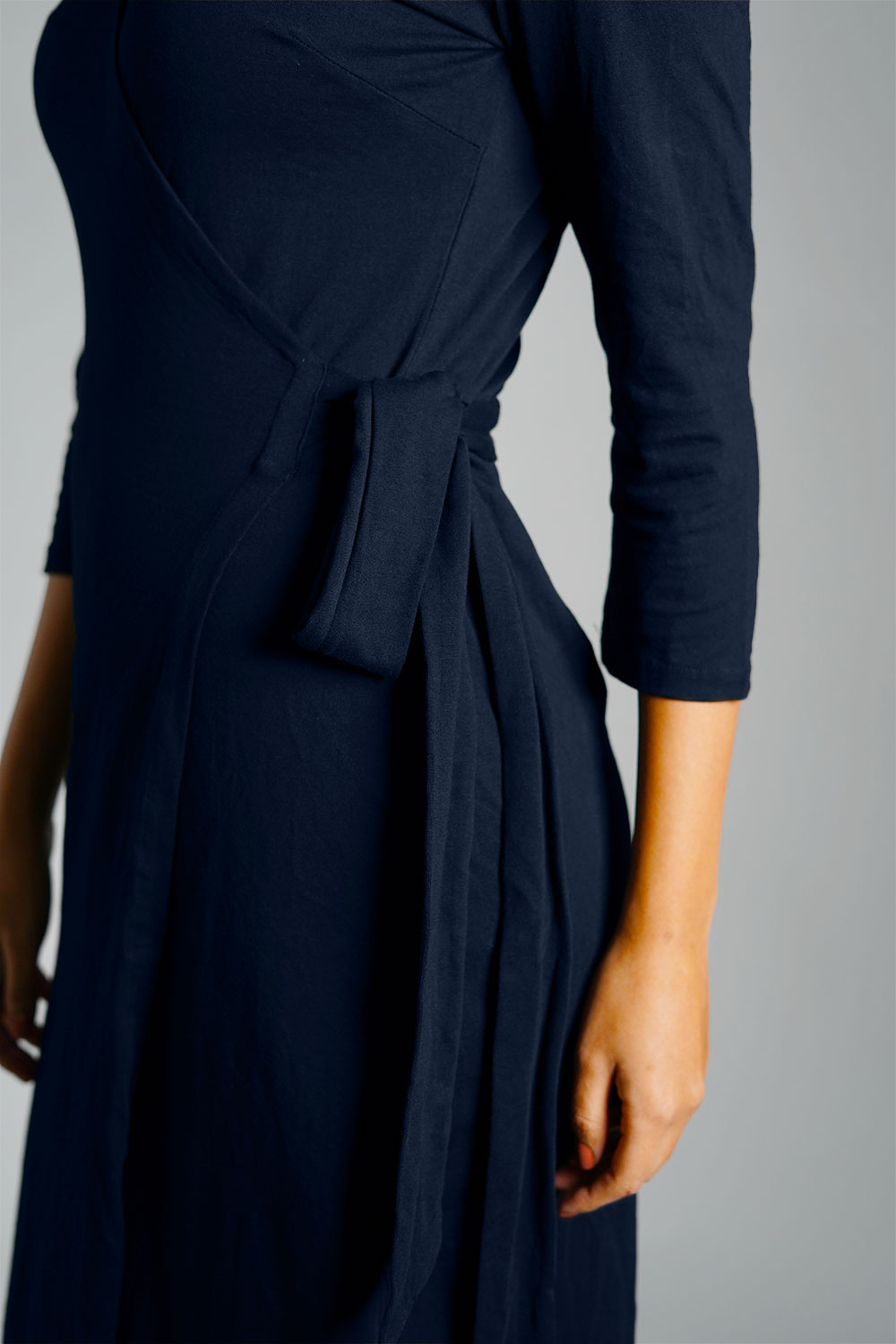 Navy Cotton Jersey Wrap Dress