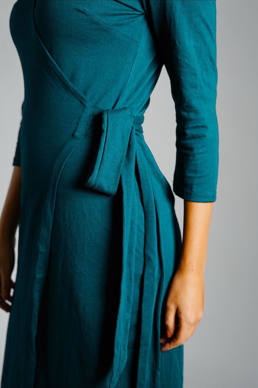 Teal Cotton Jersey Wrap Dress
