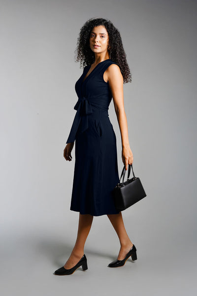 Navy Cotton Jersey Banded Empire Shirt Dress
