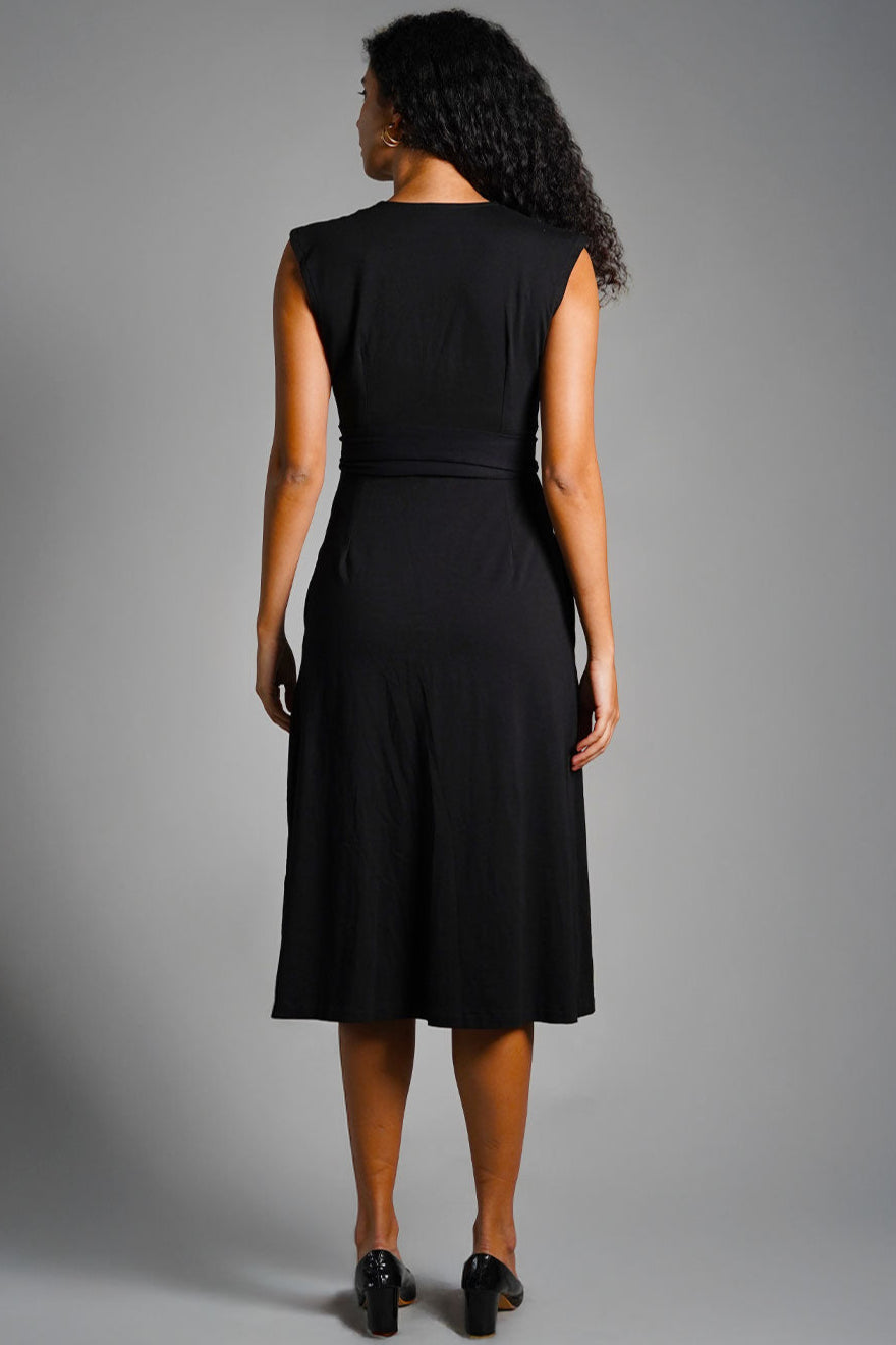 Black Cotton Jersey Banded Empire Shirt Dress