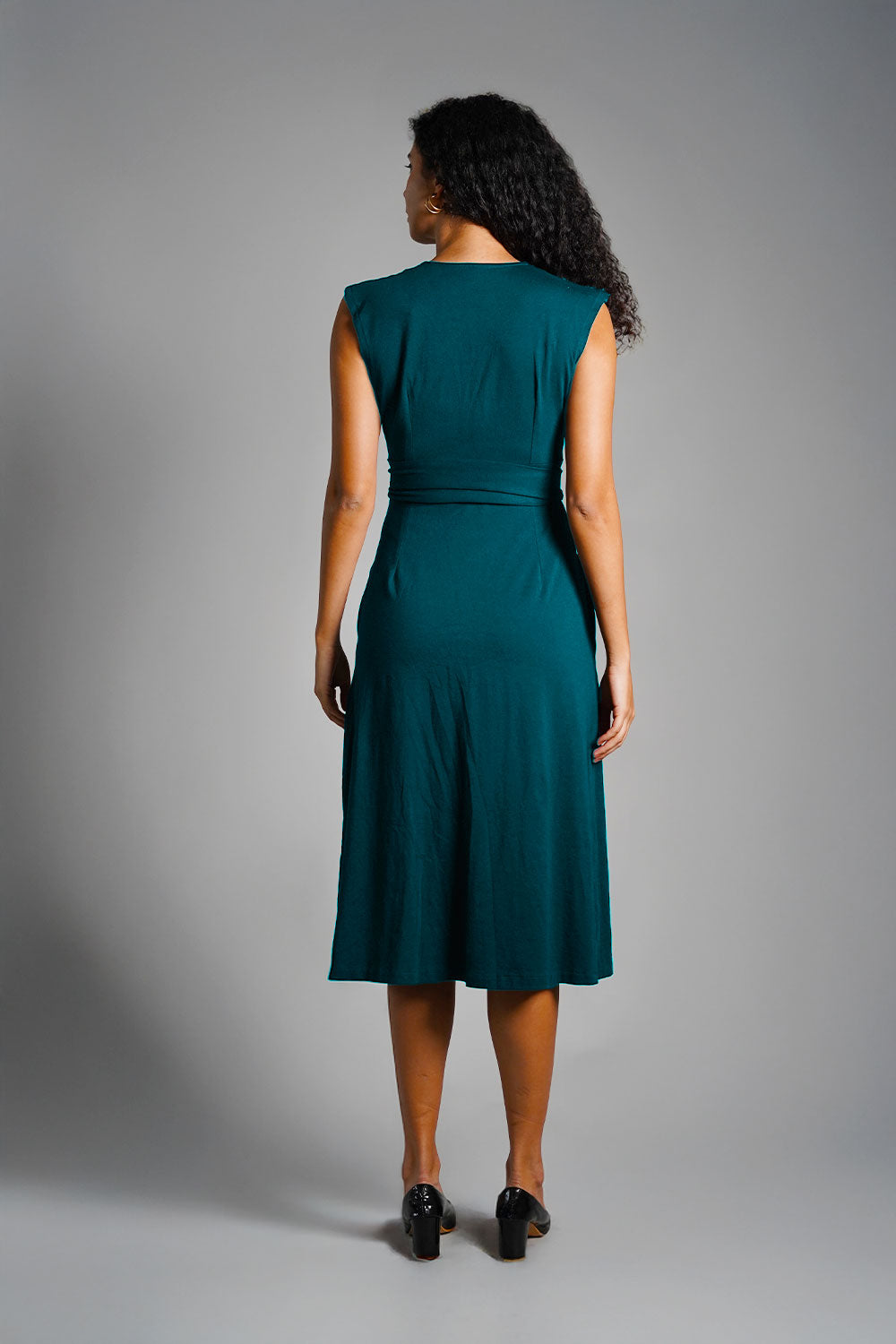 Teal Cotton Jersey Banded Empire Shirt Dress