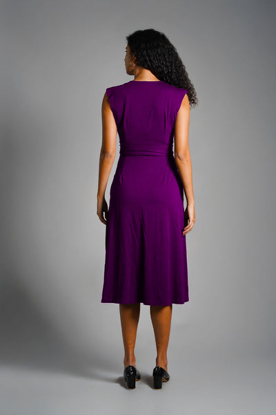 Purple Cotton Jersey Banded Empire Shirt Dress
