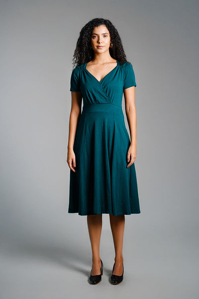 Sweetheart Teal Cotton Jersey Empire Dress