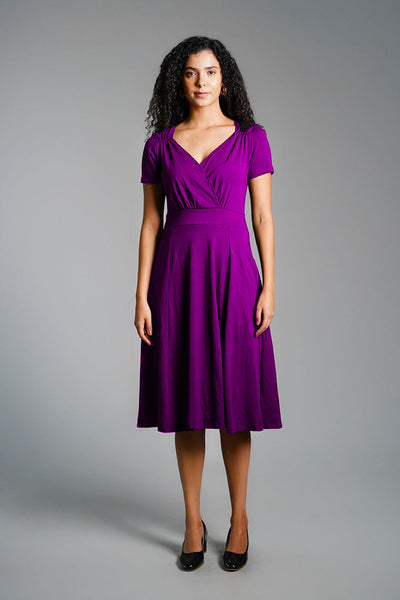 Sweetheart Purple Cotton Jersey Empire Dress