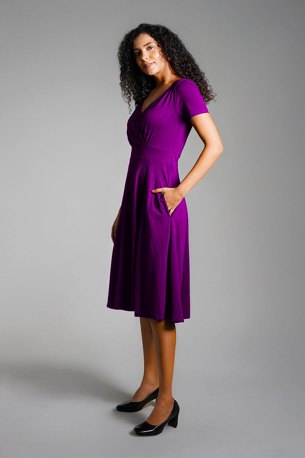 Sweetheart Purple Cotton Jersey Empire Dress