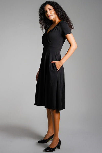 Sweetheart Black Cotton Jersey Empire Dress