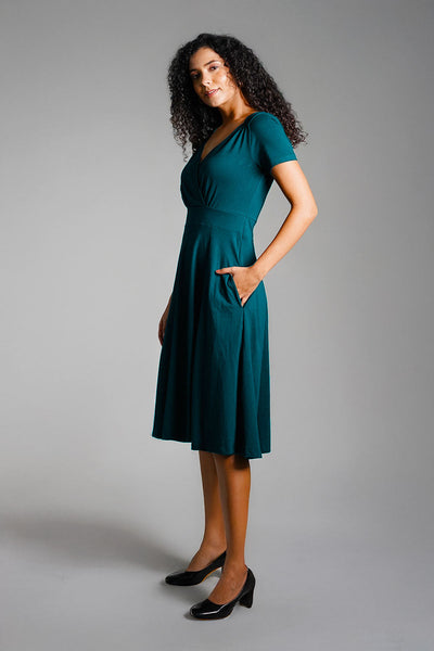 Sweetheart Teal Cotton Jersey Empire Dress