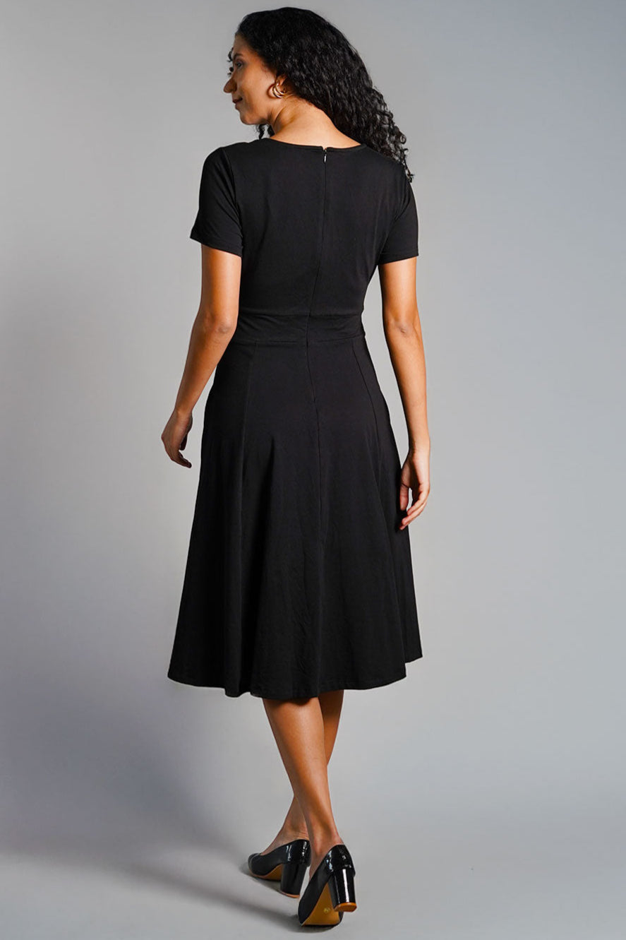 Sweetheart Black Cotton Jersey Empire Dress