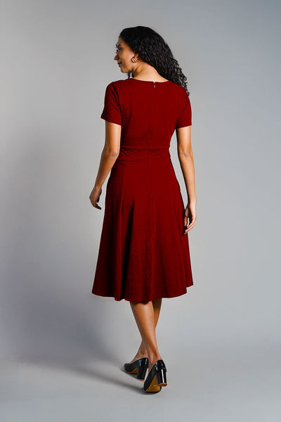 Sweetheart Maroon Cotton Jersey Empire Dress