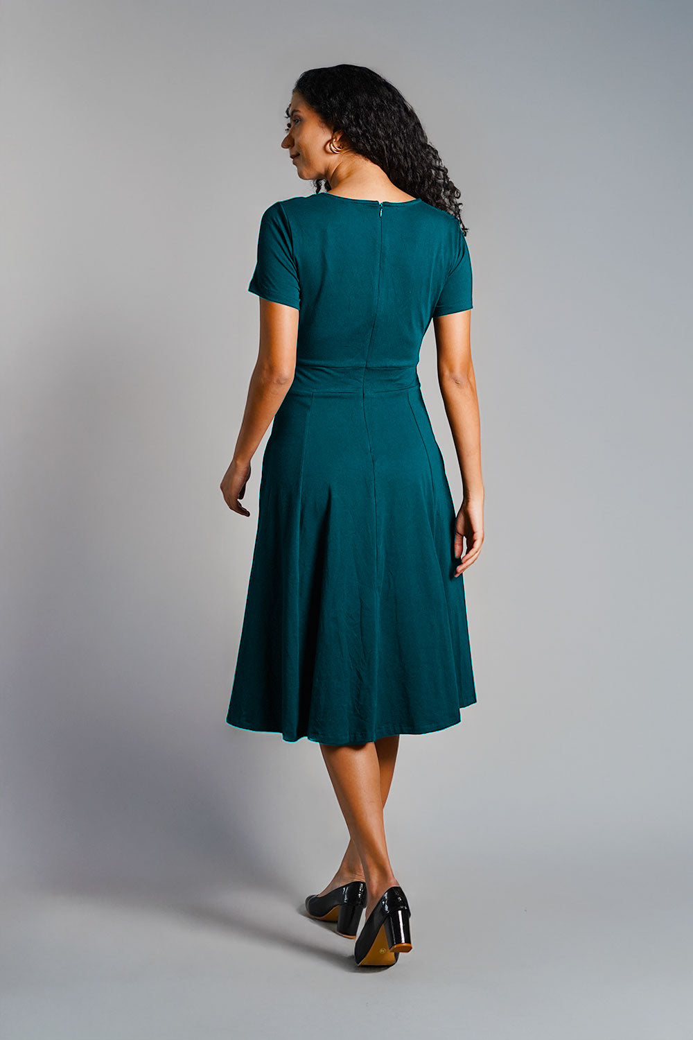 Sweetheart Teal Cotton Jersey Empire Dress