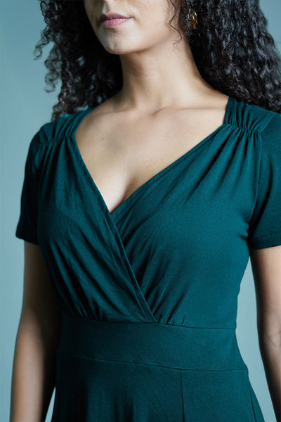 Sweetheart Teal Cotton Jersey Empire Dress