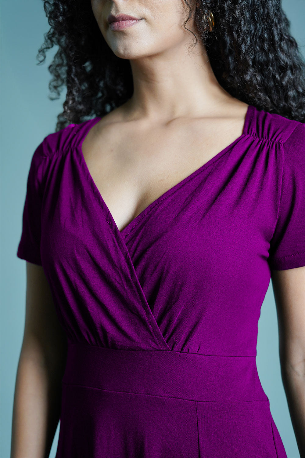 Sweetheart Purple Cotton Jersey Empire Dress