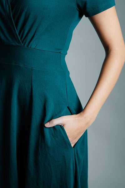 Sweetheart Teal Cotton Jersey Empire Dress