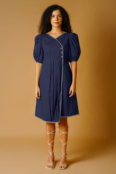 Navy Poplin Mini Dress