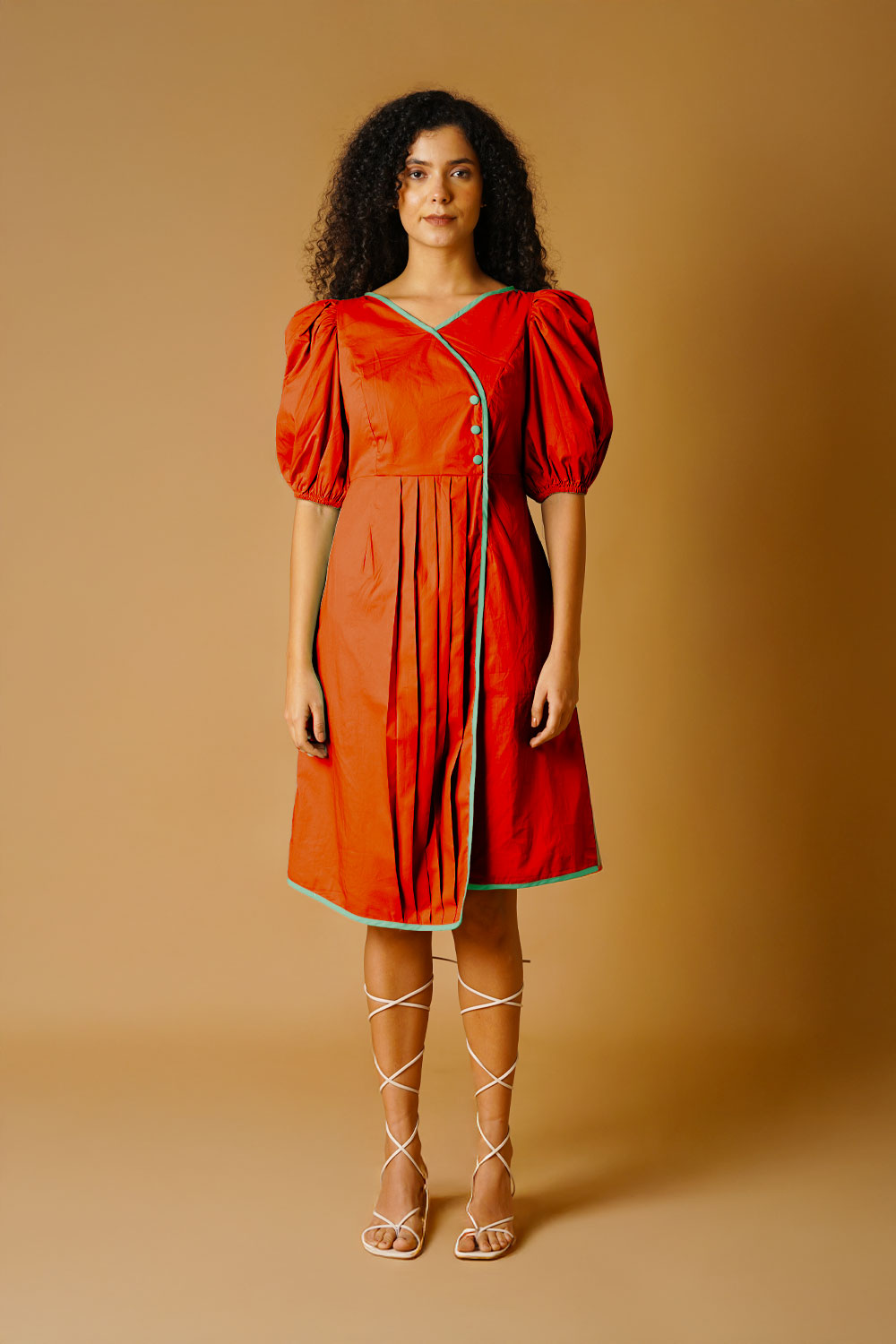 Orange Poplin Mini Dress