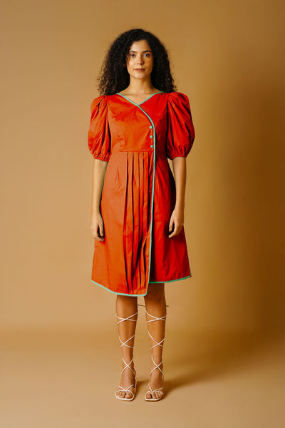 Orange Poplin Mini Dress