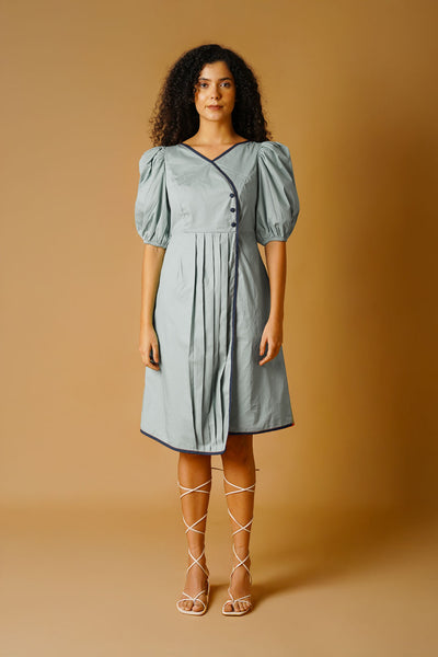 Grey Poplin Mini Dress