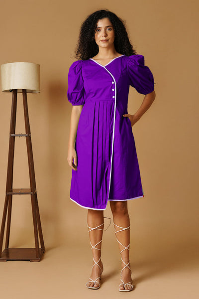 Purple Poplin Mini Dress