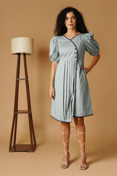 Grey Poplin Mini Dress