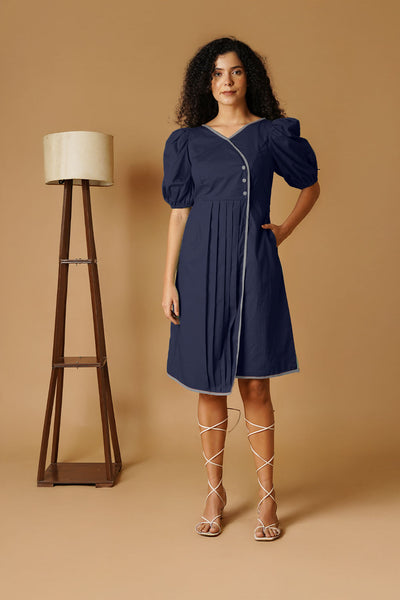 Navy Poplin Mini Dress