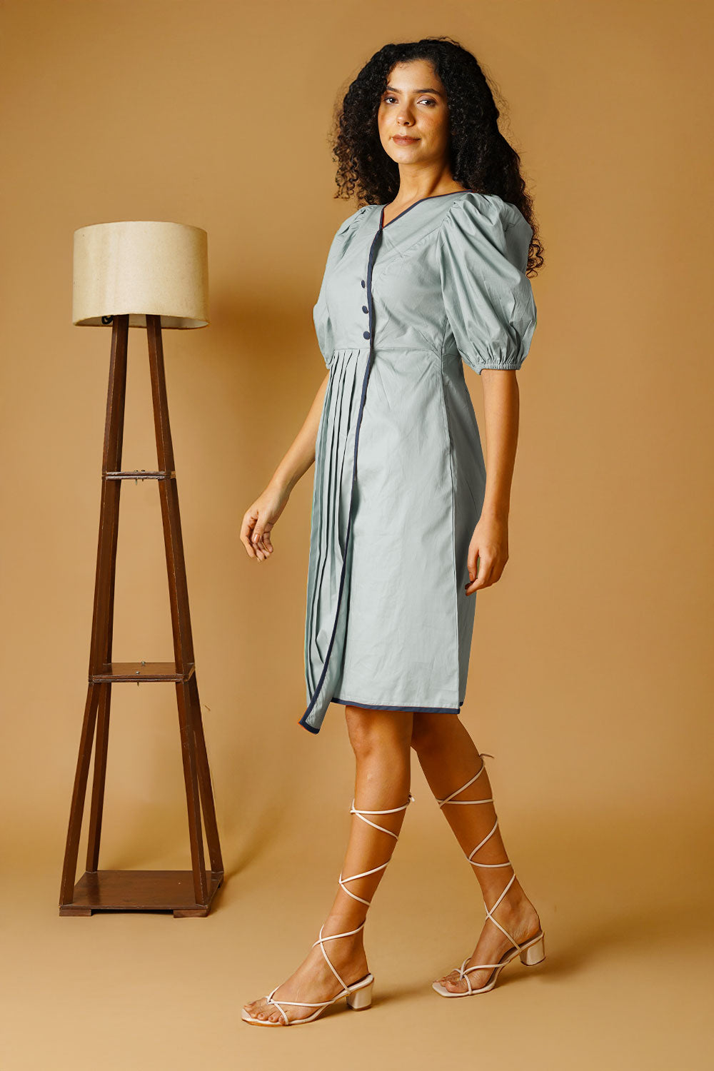 Grey Poplin Mini Dress