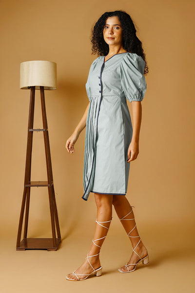 Grey Poplin Mini Dress