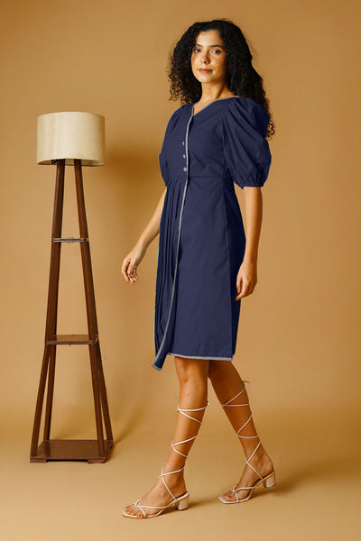 Navy Poplin Mini Dress