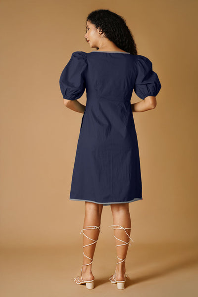 Navy Poplin Mini Dress