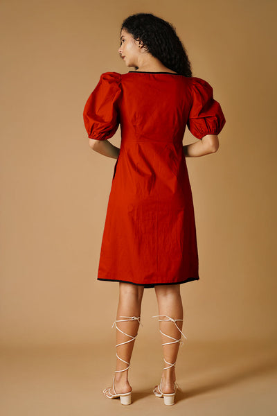 Rust Poplin Mini Dress