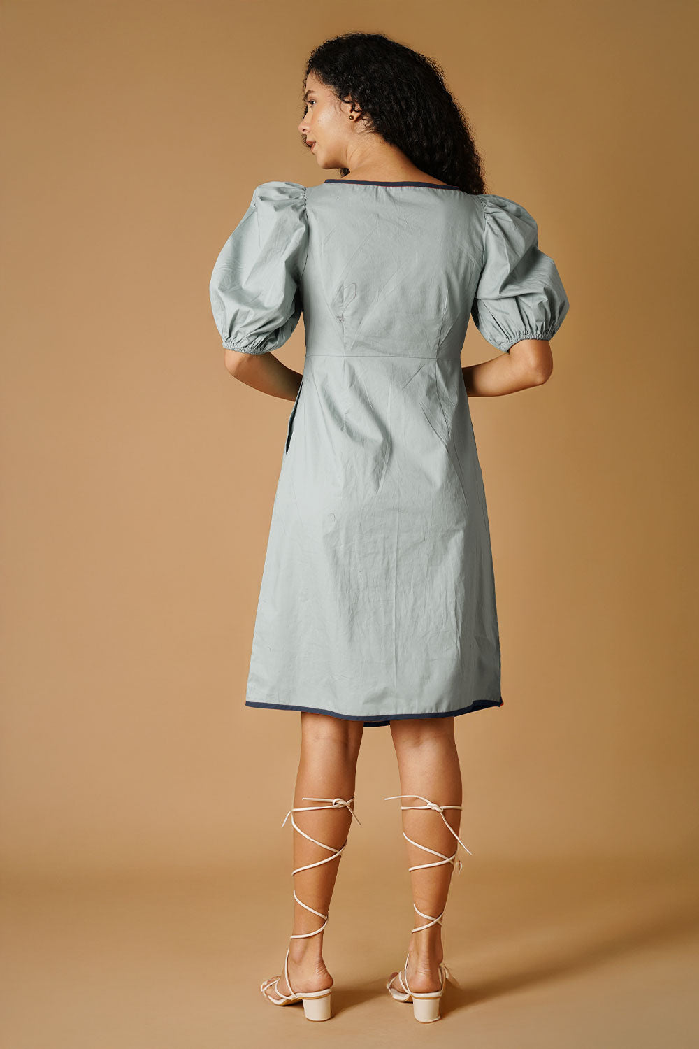 Grey Poplin Mini Dress