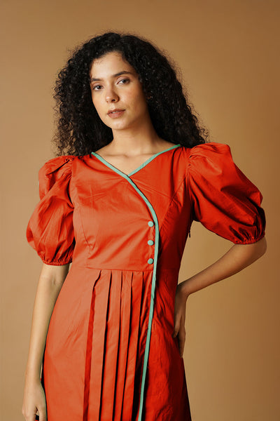 Orange Poplin Mini Dress