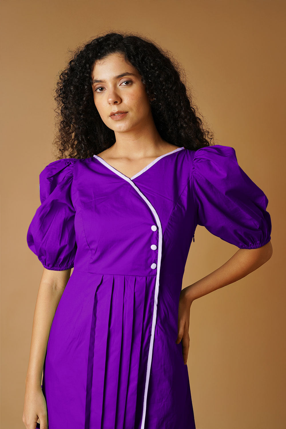 Purple Poplin Mini Dress