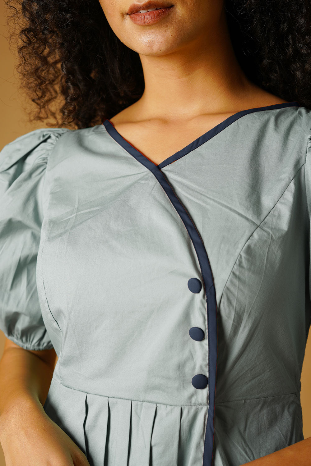 Grey Poplin Mini Dress