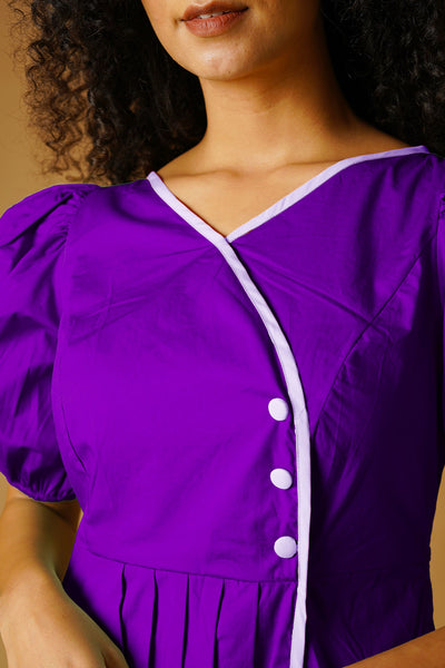 Purple Poplin Mini Dress